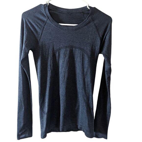 LULULEMON ATHLETICA Swiftly Tech Long Sleeve Crew In Blazer Blue/Black Size 4 - Picture 4 of 5